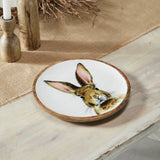 Bunny Hop Enamel Wooden Plate White w/ Bunny-Lange General Store