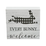 Bunny Hop Every Bunny Welcome Buffalo Check Block Sign-Lange General Store