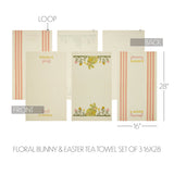 Bunny Hop Floral Bunny & Easter Tea Towel Set of 3-Lange General Store