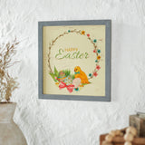 Bunny Hop Happy Easter Chick & Wreath Wall Sign-Lange General Store