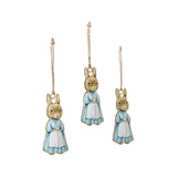 Bunny Hop Metal Apron Rabbit Ornament Set of 3-Lange General Store