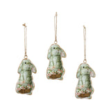 Bunny Hop Metal Rabbit w/ Flower Basket Ornament Set of 3-Lange General Store