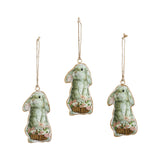 Bunny Hop Metal Rabbit w/ Flower Basket Ornament Set of 3-Lange General Store