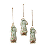 Bunny Hop Metal Rabbit w/ Flower Basket Ornament Set of 3-Lange General Store