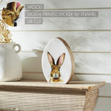 Bunny Hop Wooden Decor Egg Shape White w/ Bunny-Lange General Store