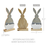 Bunny Hop Wooden Half Egg w/ Grey Bunny Silhouette 10.5"-Lange General Store