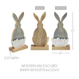 Bunny Hop Wooden Half Egg w/ Grey Bunny Silhouette 13"-Lange General Store