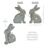 Bunny Hop Wooden Sitting Bunny Grey w/ Natural Beads 6x4-Lange General Store