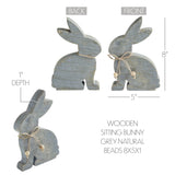 Bunny Hop Wooden Sitting Bunny Grey w/ Natural Beads 8x5-Lange General Store