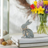 Bunny Hop Wooden Sitting Bunny Grey w/ Natural Beads 6x4-Lange General Store