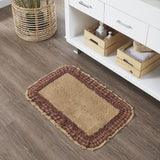 Burgundy Check Burlap Natural Bath Mat-Lange General Store