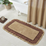 Burgundy Check Burlap Natural Bath Mat-Lange General Store