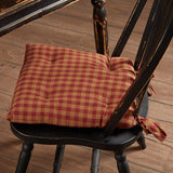 Burgundy Check Chair Pad-Lange General Store