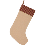 Burgundy Check Jute Stocking-Lange General Store