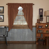 Burgundy Check Prairie Short Panel Curtains-Lange General Store