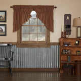 Burgundy Check Prairie Swag Curtains-Lange General Store