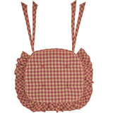 Burgundy Check Ruffled Chair Pad-Lange General Store