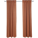 Burgundy Check Scalloped Panel Curtains-Lange General Store