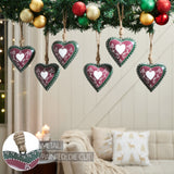 Burgundy Heritage Metal Heart Ornament Set of 6-Lange General Store