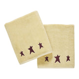 Burgundy Prim Stars Creme Towels & Washcloths-Lange General Store