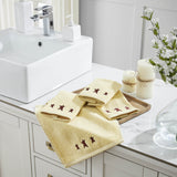 Burgundy Prim Stars Creme Towels & Washcloths-Lange General Store