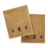 Burgundy Prim Stars Tan Towels & Washcloths-Lange General Store