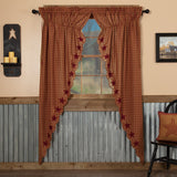 Burgundy Star Long Prairie Curtains-Lange General Store