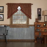 Burgundy Star Prairie Swag Curtains-Lange General Store