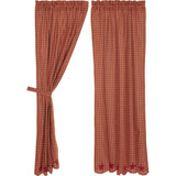 Burgundy Star Scalloped Panel Curtains-Lange General Store