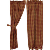 Burgundy Star Scalloped Short Panel Curtains-Lange General Store