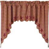 Burgundy Star Swag Curtains-Lange General Store