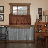 Burgundy Star Tier Curtains 24"-Lange General Store