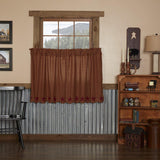 Burgundy Star Tier Curtains 36"-Lange General Store