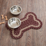 Burgundy Tan Dog Bone Braided Waterproof Rug Mat – Small 11.5x17.5 – Burgundy, Dark Tan