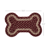Burgundy Tan Dog Bone Braided Waterproof Rug Mat – Small 11.5x17.5 – Indoor Outdoor Pet Bowl Mat