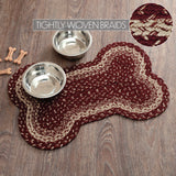 Burgundy Tan Dog Bone Braided Waterproof Rug Mat – Medium – Heritage Farmhouse Dog Mat – Burgundy, Dark Tan