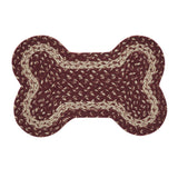 Burgundy Tan Dog Bone Braided Waterproof Rug Mat – Small – Waterproof Dog Feeding Mat – Burgundy, Tan