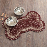 Burgundy Tan Dog Bone Braided Waterproof Rug Mat – Medium 15x23 – Burgundy, Dark Tan