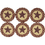 Burgundy Tan Star Jute Coasters-Lange General Store