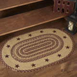 Burgundy Tan Star Oval Rug Collection - Lange General Store