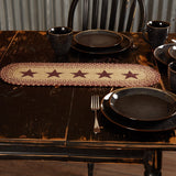 Burgundy Tan Star Table Runner-Lange General Store