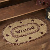 Burgundy Tan Star Welcome Rug-Lange General Store