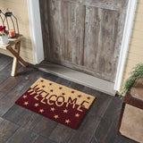 Burgundy Tan Stars Welcome Door Mats-Lange General Store