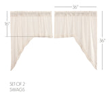 Burlap Antique White Swag Curtains-Lange General Store