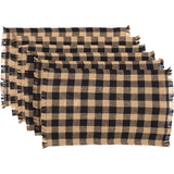 Burlap Black and Tan Check Placemats - Set of 6-Lange General Store