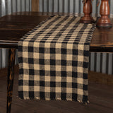 Burlap Black and Tan Check Table Runners-Lange General Store