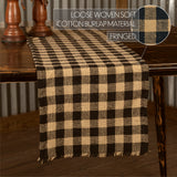 Burlap Black and Tan Check Table Runners-Lange General Store