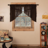 Burlap Chocolate Prairie Swag Curtains-Lange General Store