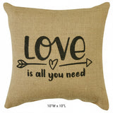 Burlap Love Is All You Need Pillow 10"-Lange General Store