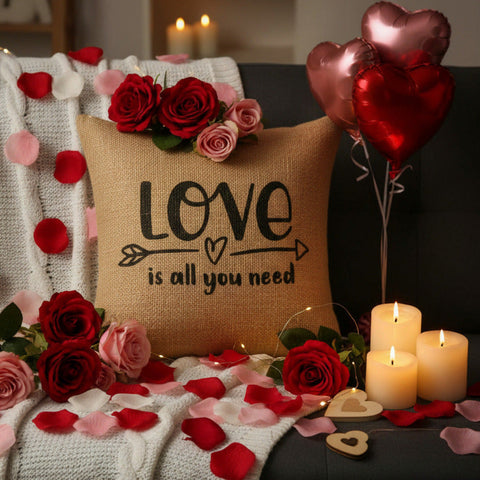 Burlap Love Is All You Need Pillow 10"-Lange General Store